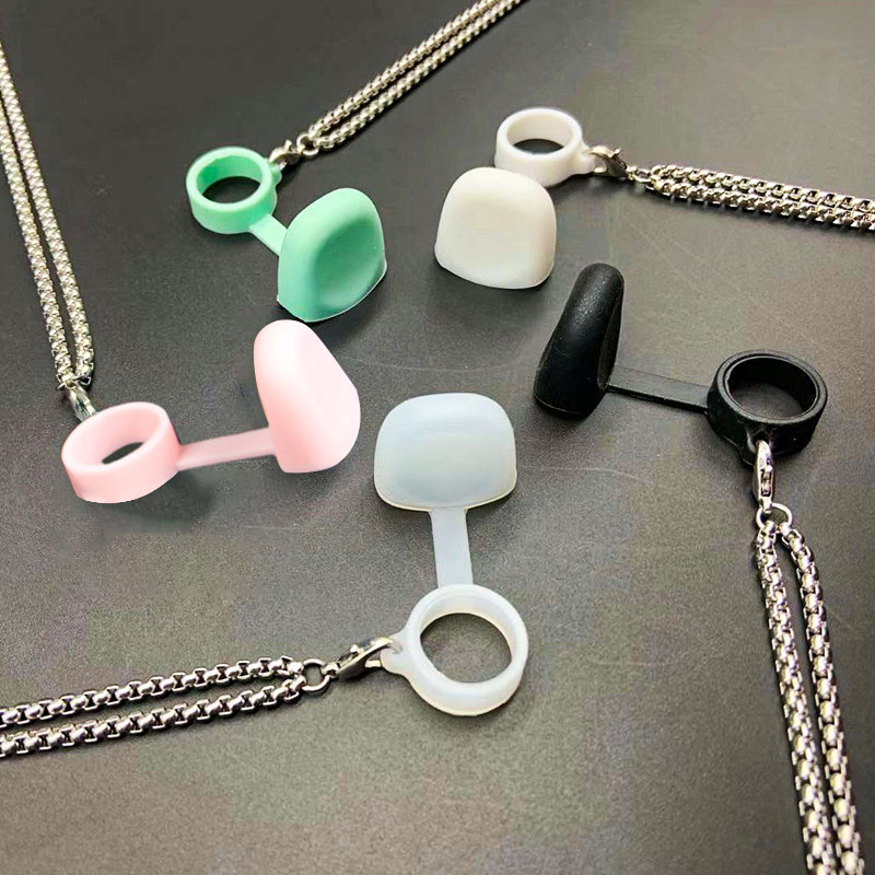 Vape Band Silicone - ユニバーサルステンレス鋼電子タバコダストキャップ、メタルネックレスチェーン、シリコン滑り止め保護リング、1個