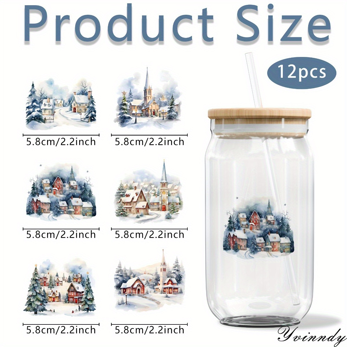 12 ピース/セットクリスマス雪景色 DIY ガラス瓶包装ス - Rdta Tank Glass のレビューと価格