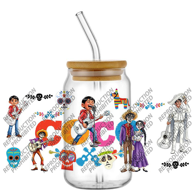 ミュージックココ漫画キャラクター16オンスUV DTFカップ - Rdta Tank Glass のレビューと価格